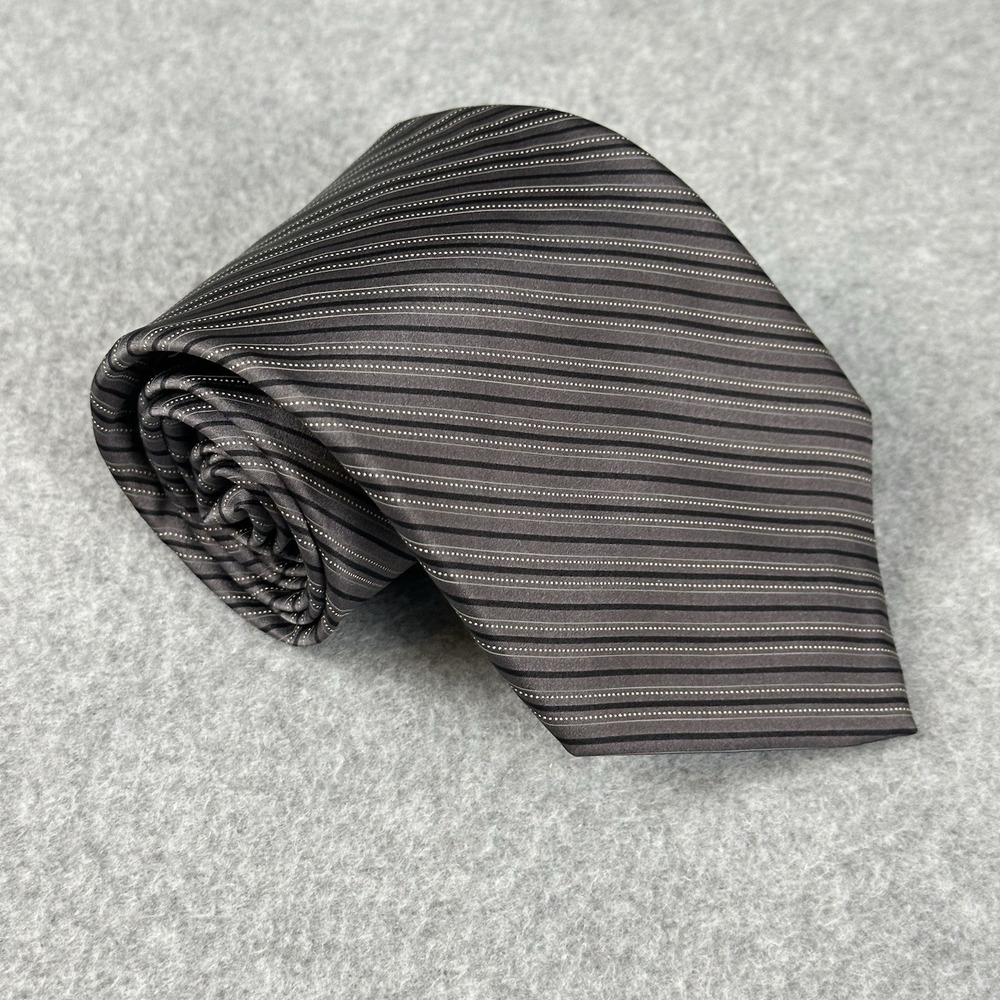 Savile Row NWT Gray Black Stripe Neck Tie Mens Classic Dress Tie 57x3.75"